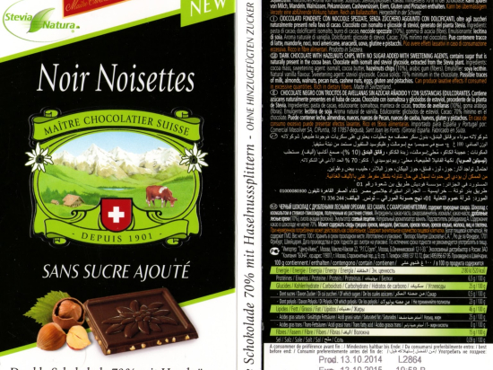 Chocolat Noir-Noisette Stevia